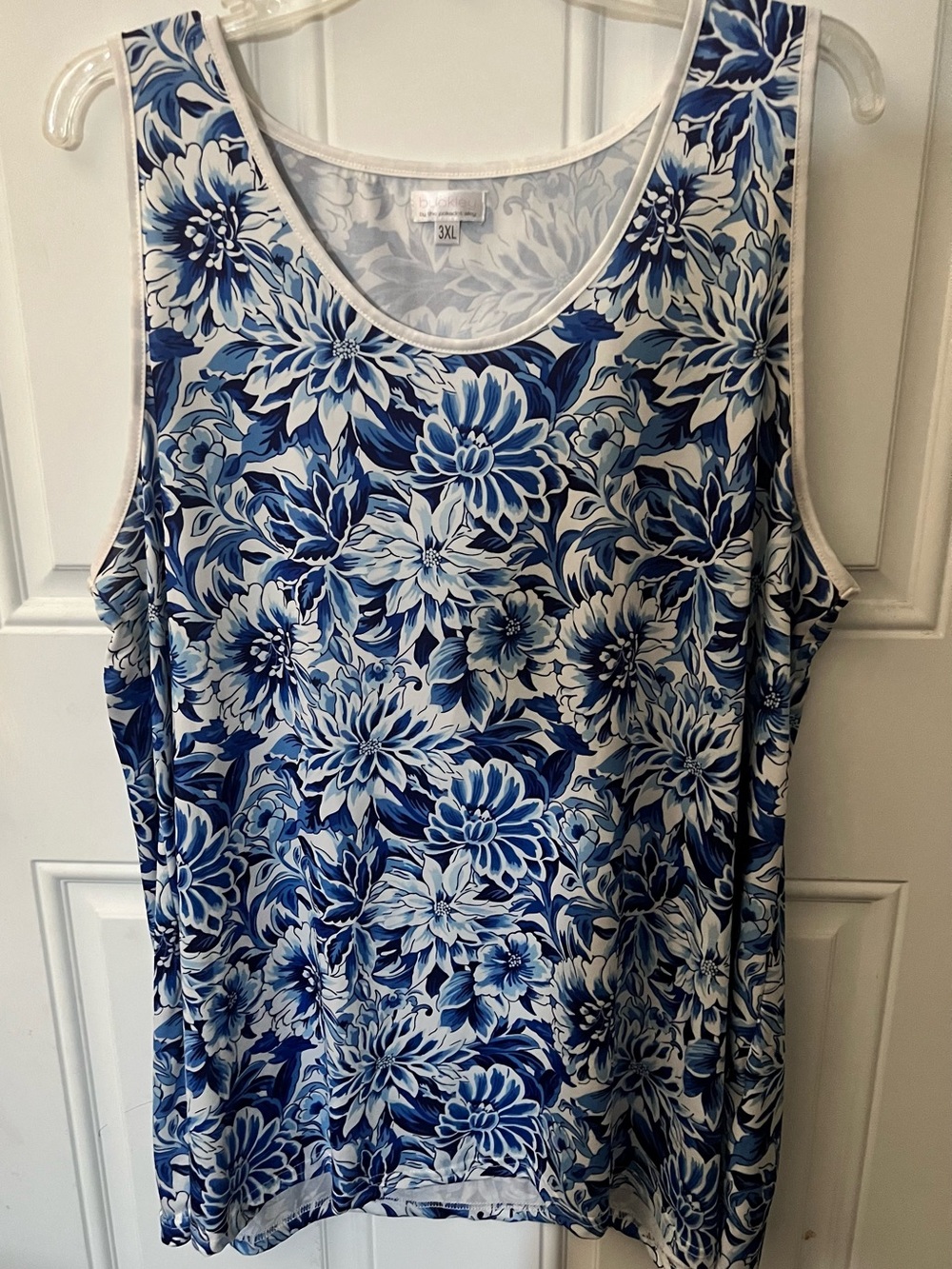 SET- Blue Floral Sleeveless Top & Short Set - 3XL